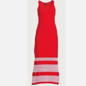 Scoop Crochet Sleeveless Pink Orange Dress XXL